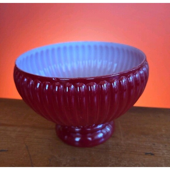Vintage 6" Red / Cranberry Ribbed Student Replacement Glass Globe Rib Shade - Picture 2 of 5